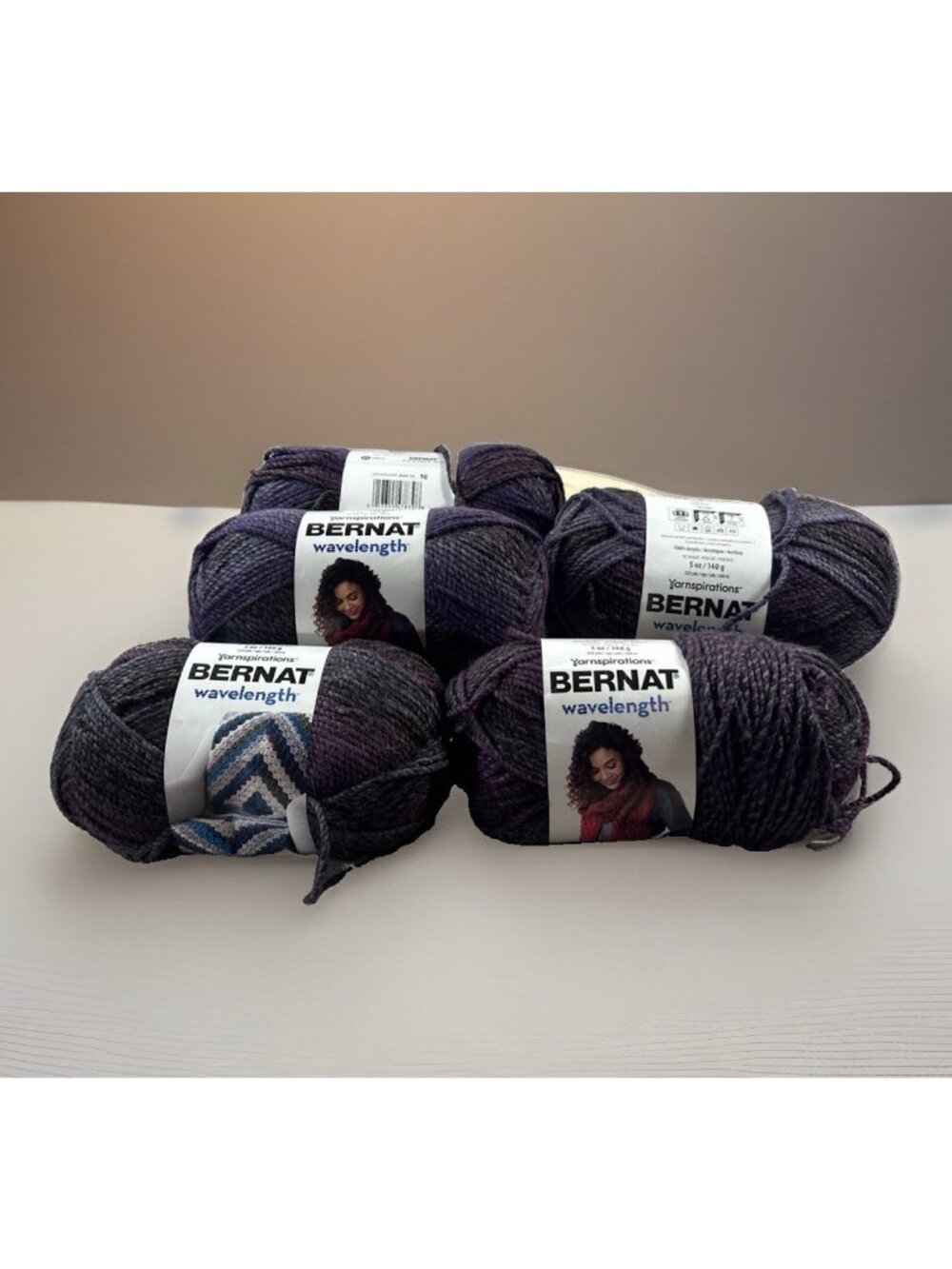 NEW Lot of 5 Bernat Wavelength Tanzanite #5 Bulky Yarn 5oz Each Purple Acrylic